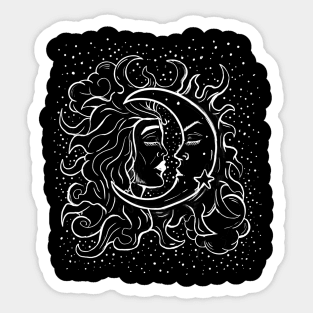 Sun and Moon Witchy Goth Hand Drawn Sticker